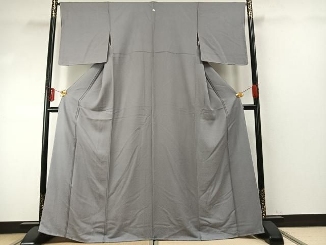 平和屋着物 上質な色無地 灰青色 正絹 fy