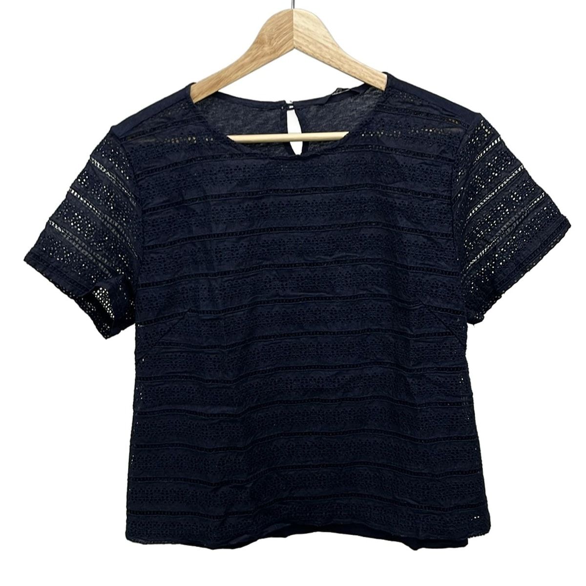 45 R フォーティーファイブ アール 半袖カットソー サイズ3 L レディース - ダークネイビー クルーネック レース
