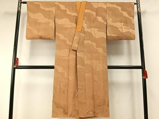 平和屋着物 半衿 ファッションデザイナー 花井幸子 長襦袢 袷 道長立波地紋 飴色 正絹 fy