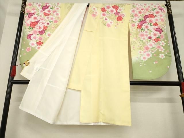 平和屋着物 小振袖 二尺袖 花蝶文 暈し染め 金銀彩 洗える着物 ck