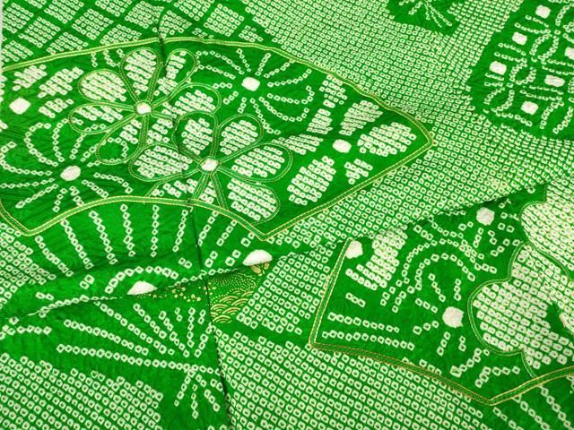  平和屋着物 豪華振袖 総絞り 駒刺繍 扇面花文 金彩 正絹 ck 振袖 着物