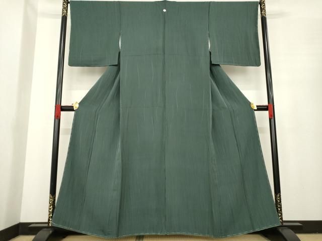 平和屋着物 上質な色無地 よろけ竹縞地紋 千歳茶色 正絹 ck