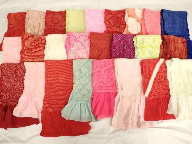 格安，品質保証 平和屋着物[]七五三　女の子　和装小物　帯揚げ25枚セット　総絞り　中抜き絞り　正絹　逸品　AABE2222ja 帯・兵児帯