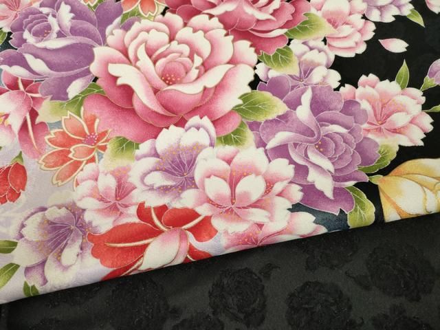 平和屋着物○小振袖 二尺袖 舞花文 暈し染め 金彩 銀通し地 洗える着物