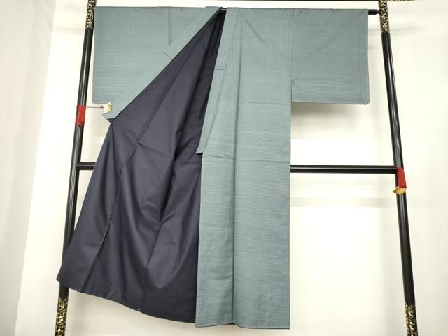 平和屋着物 男性 青海大島 紬 アンサンブル 格子 証紙付き 正絹 ck
