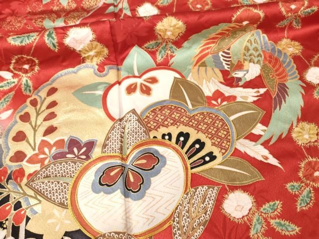  平和屋着物 豪華振袖 雪輪花鳥文 暈し染め 金彩 正絹 ck 振袖 着物