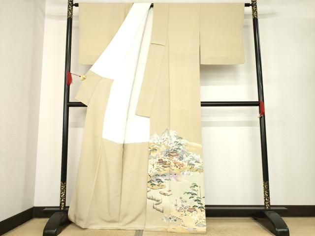 平和屋着物 豪華色留袖 友禅 駒刺繍 人物風景文 暈し染め 金彩 正絹 ck