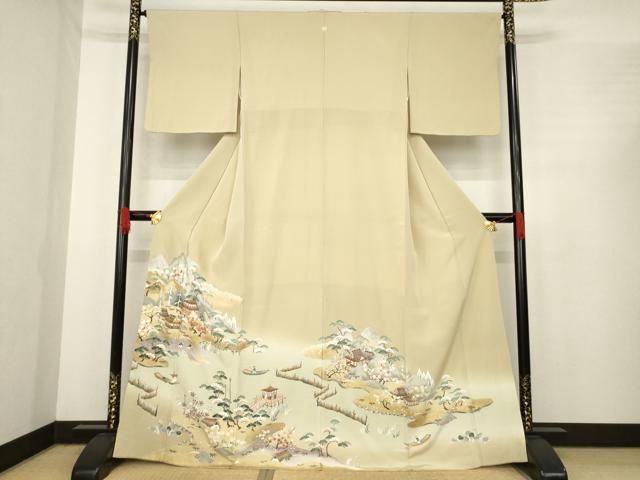 平和屋着物 豪華色留袖 友禅 駒刺繍 人物風景文 暈し染め 金彩 正絹 ck