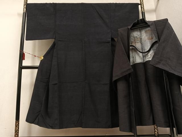 平和屋着物 男性 結城紬 アンサンブル 杢 正絹 ph