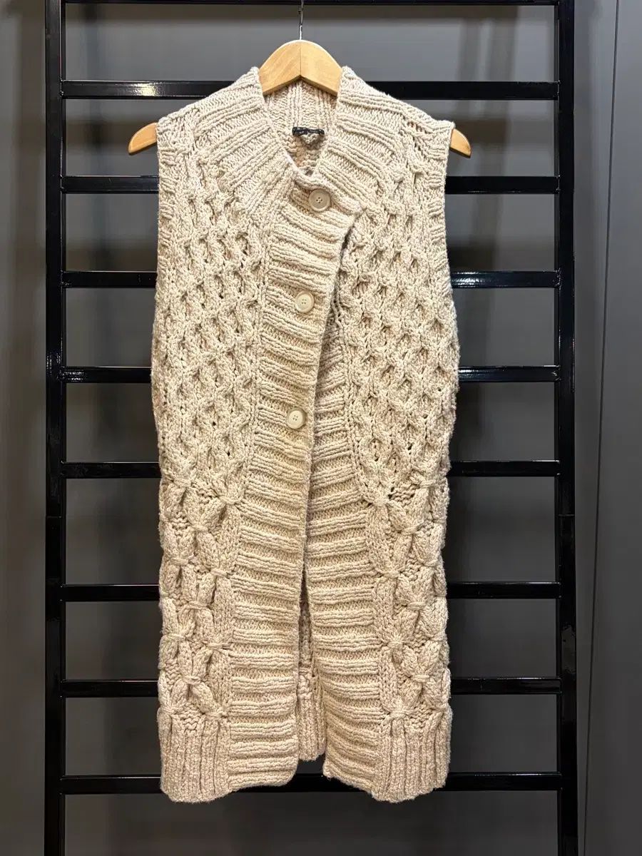 S The Theory メッシュ組織 コットン ロング ニット ベスト 4 9