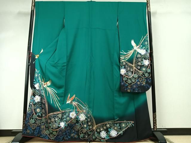 平和屋着物 豪華振袖 花鳥文 暈し染め 金銀彩 正絹 fy