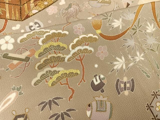  平和屋着物 豪華色留袖 作家物 千くさ染繍 刺繍 飛鶴花文箱 吉祥宝尽くし 暈し染め 金彩 正絹 ph 黒留袖 着物