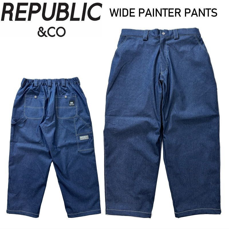 Mｻｲｽﾞ 25 26 REPUBLIC WIDE PAINTER PANTS INDIGO DENIM リパブリック スノボウェア メンズ スノーボード パンツ PNT 日本