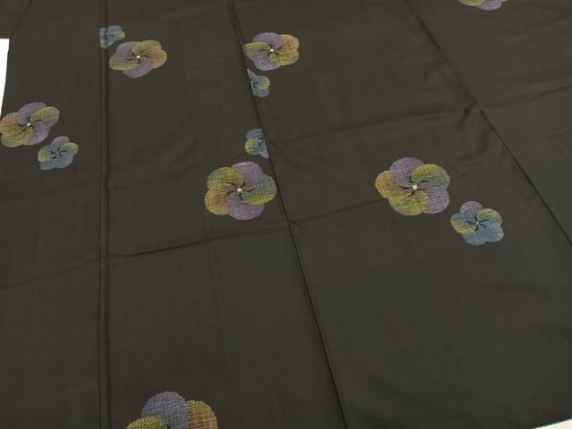 平和屋着物○本場大島紬 カタス9マルキ 地空き 舞花文 黒地 やまと誂製