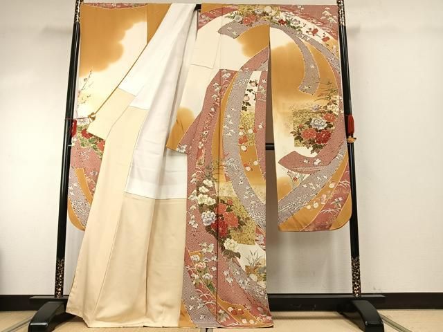 平和屋着物 豪華振袖 熨斗花鳥文 金銀彩 正絹 fy