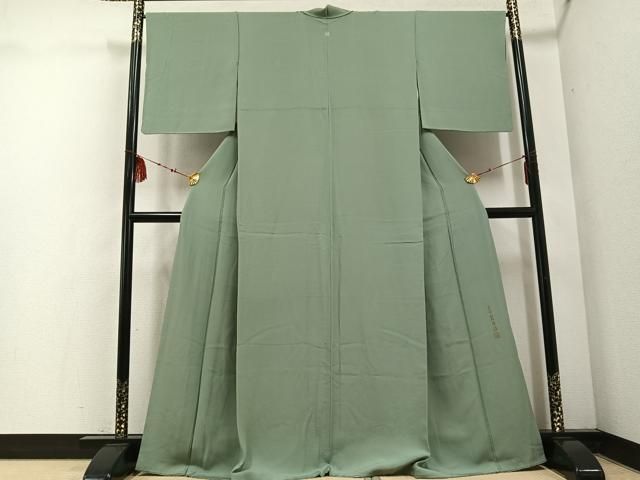 平和屋着物 上質な色無地 作家物 岩石染 柳茶色 正絹 ph