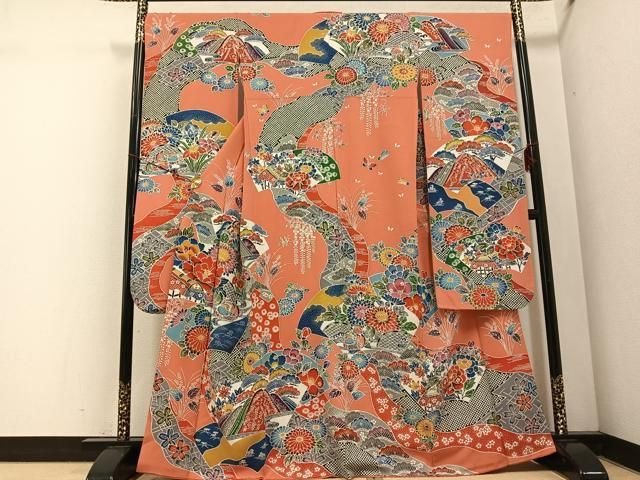 平和屋着物○紅型 振袖 地紙鴛鴦草花文 正絹 逸品 AABE8101ph - メルカリ