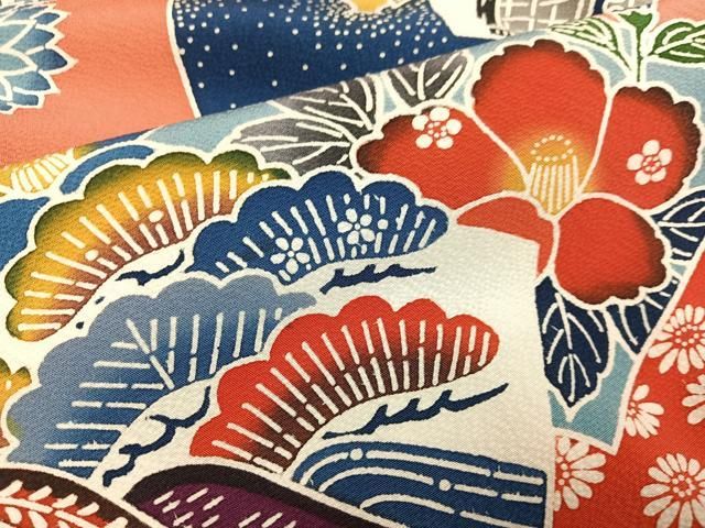 平和屋着物○紅型 振袖 地紙鴛鴦草花文 正絹 逸品 AABE8101ph - メルカリ