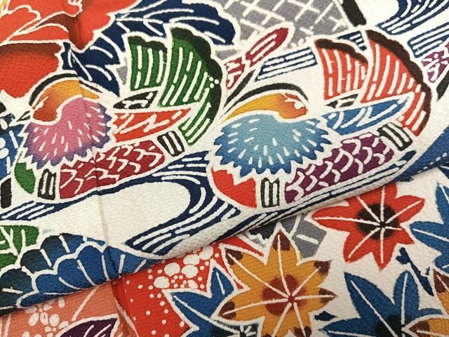 平和屋着物○紅型 振袖 地紙鴛鴦草花文 正絹 逸品 AABE8101ph - メルカリ