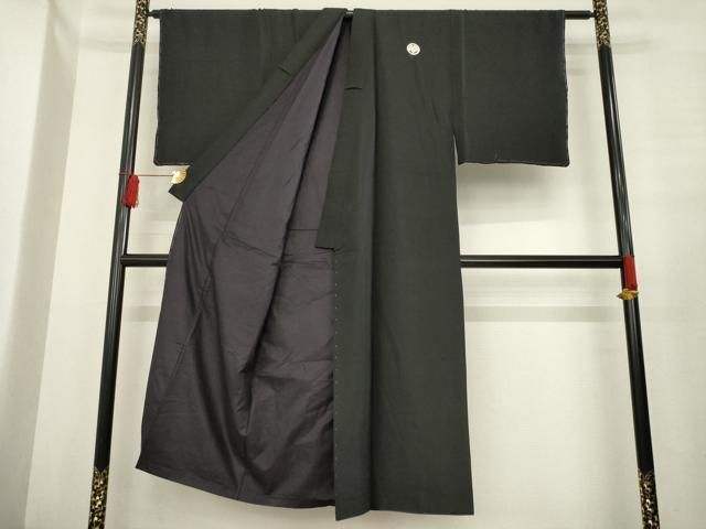 平和屋着物 男性 黒紋付 羽織セット 正絹 ck