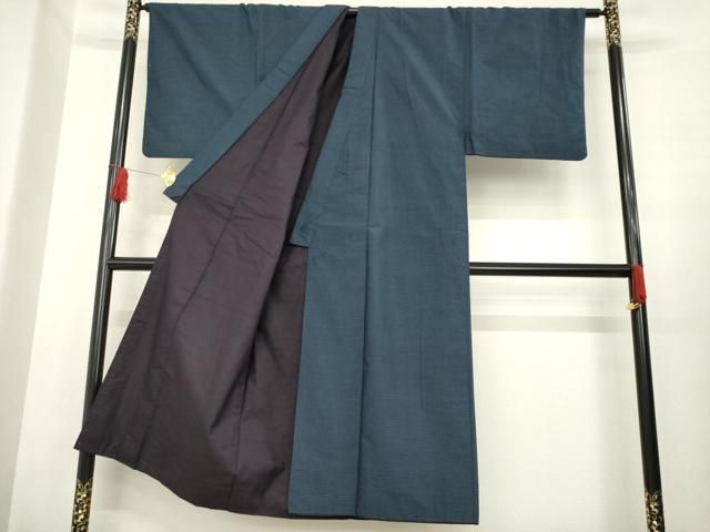 平和屋着物 男性 紬 アンサンブル 変わり格子 正絹 ck