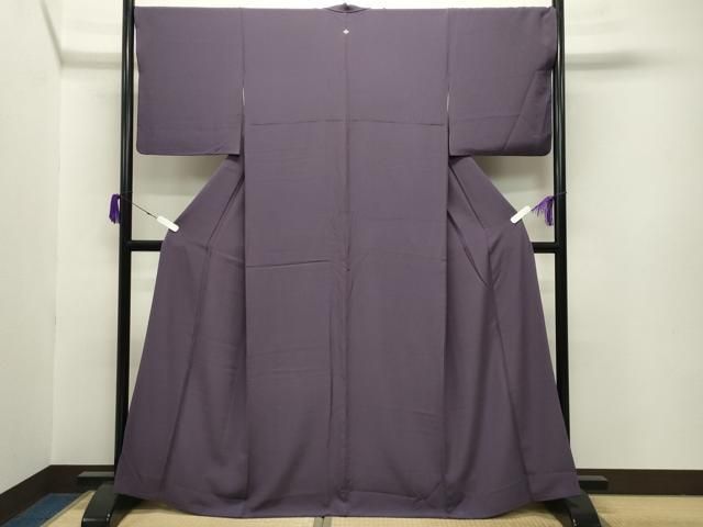 平和屋着物 上質な色無地 深紫色 正絹 gh