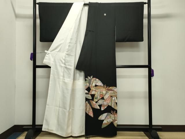 平和屋着物 豪華黒留袖 駒刺繍 笹花文 金彩 正絹 gh