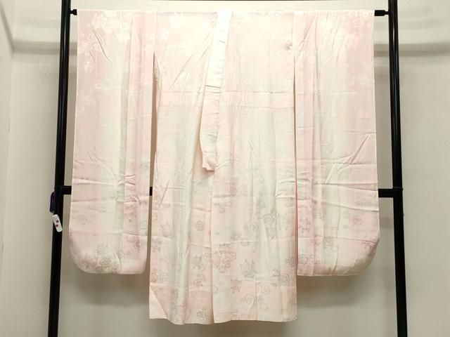 平和屋着物 振袖用長襦袢 無双仕立て 糸巻き舞花地紋 暈し染め 正絹 gh