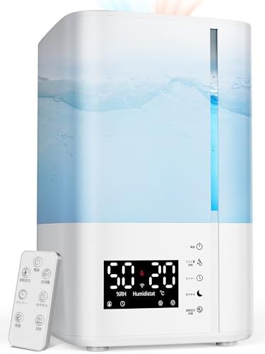 加湿器 スチーム式X超音波式 ハイブリッド式 5 L大容量 30畳 卓上 アロマ対応 自動恒湿 45時間連続 加熱式 12時間タイマー 静音 睡眠モード 花粉症 乾燥対策 上から注水 humidifier 空焚き防止 3段階ミスト量 省エネ 遠隔制