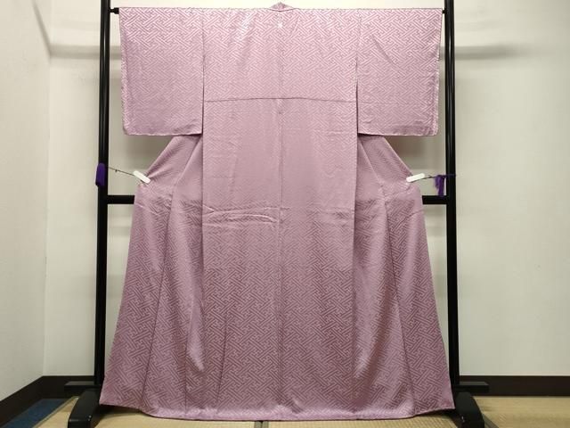 平和屋着物 上質な色無地 紗綾型地紋 紅藤色 正絹 gh