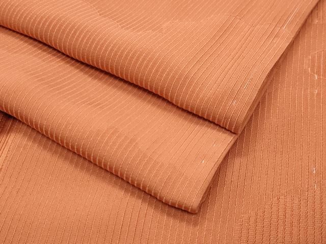 平和屋着物 上質な色無地 雲重ね地紋 赤朽葉色 正絹 gh