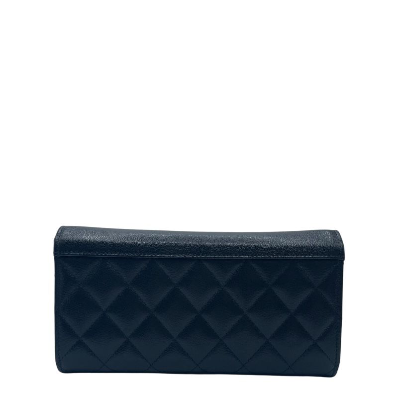 シャネル CHANEL ダブルココロングフラップウォレット A 84426 ブラック SV金具 ソフトキャビア レディース 長財布