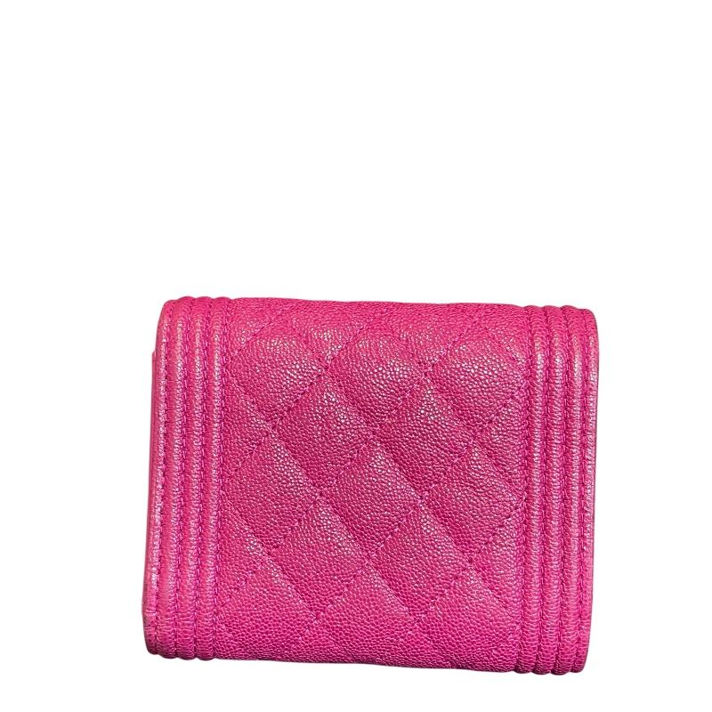 シャネル CHANEL ボーイシャネル三つ折り財布 A 84432 パープル GD キャビア レディース 三つ折り財布