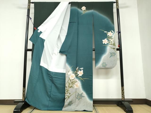 平和屋着物 豪華振袖 鹿の子草花文 暈し染め 金彩 正絹 ud