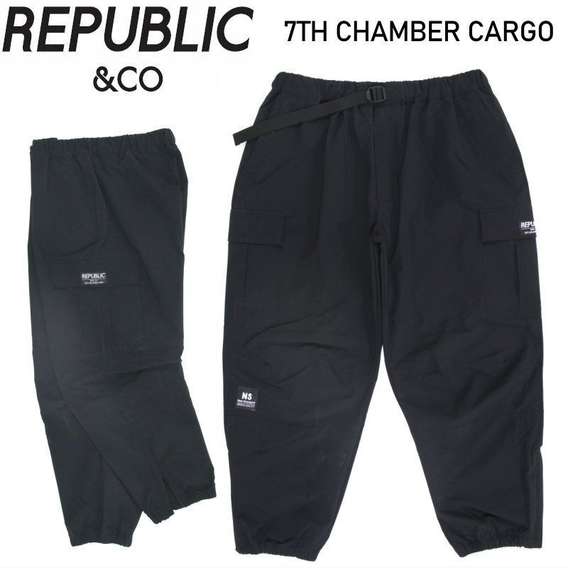 Mｻｲｽﾞ 25 26 7 TH CHAMBER CARGO PANTS BLACK リパブリック スノボウェア メンズ スノーボード パンツ PNT 日本