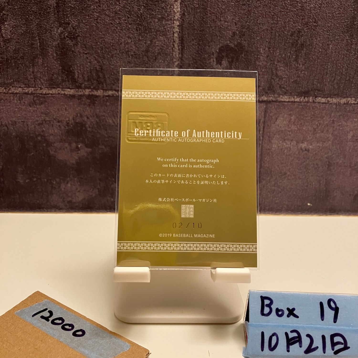 2019 BBM 嶋基宏 02 10 直筆サインカード 東北 ゴールデンイーグルス Picturesque カード