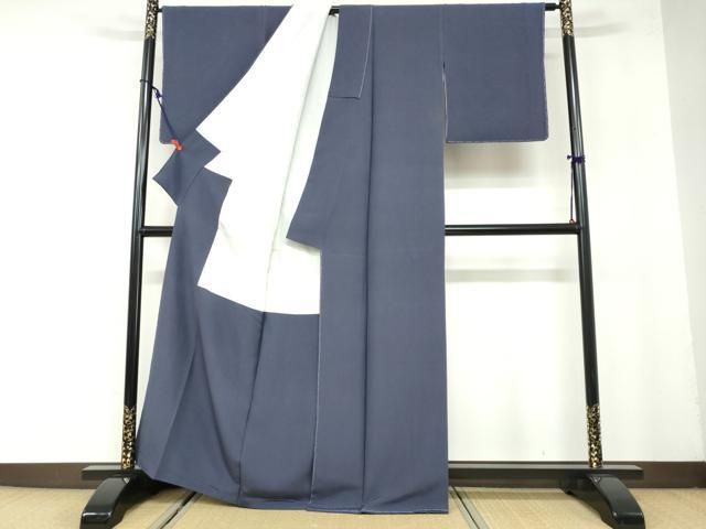  平和屋着物 上質な色無地 濃鼠色 正絹 ud 色無地 着物