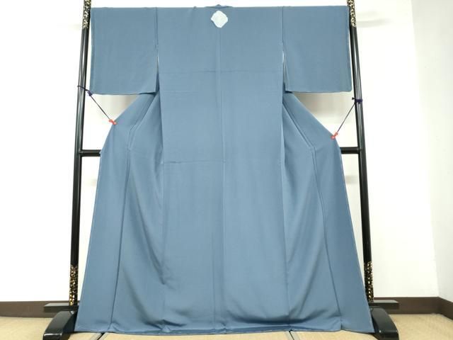 平和屋着物 上質な色無地 藍鼠色 ロング丈 正絹 ud