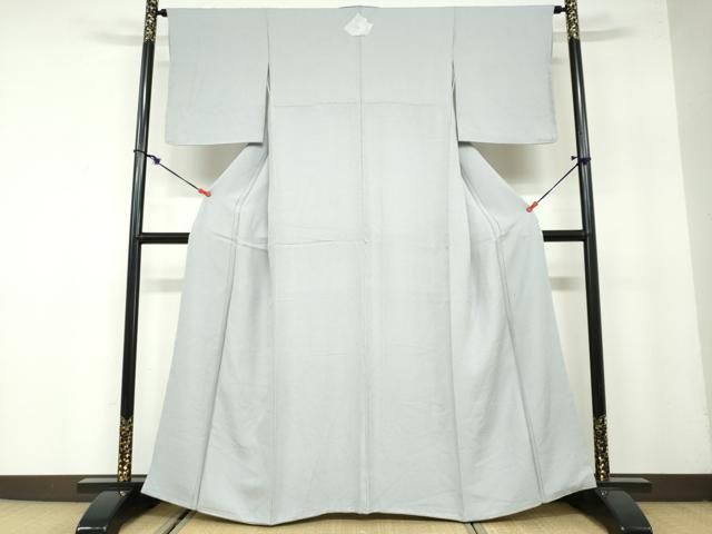 平和屋着物 上質な色無地 小花尽くし地紋 灰青色 正絹 ud