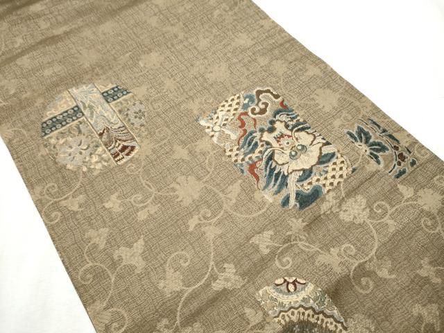 平和屋着物 アンティーク 大正ロマン 丸帯 雲龍 金糸 引き抜き帯 正絹 hy