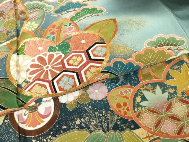  平和屋着物 豪華黒留袖 友禅 作家物 駒刺繍 吉祥花蝶文 暈し染め 金彩 正絹 cs 黒留袖 着物