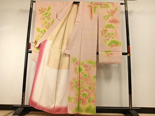 平和屋着物 豪華振袖 総絞り 草花文 正絹 fy