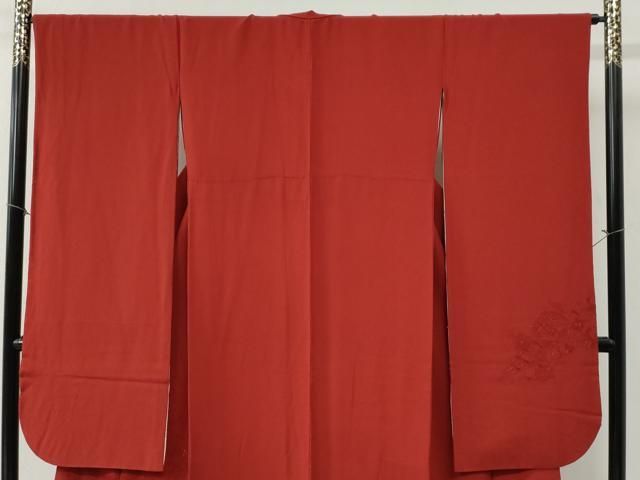 平和屋着物 中国三大刺繍 スワトウ刺繍 総刺繍 振袖 鳳凰花唐草文 深緋色 正絹 yc