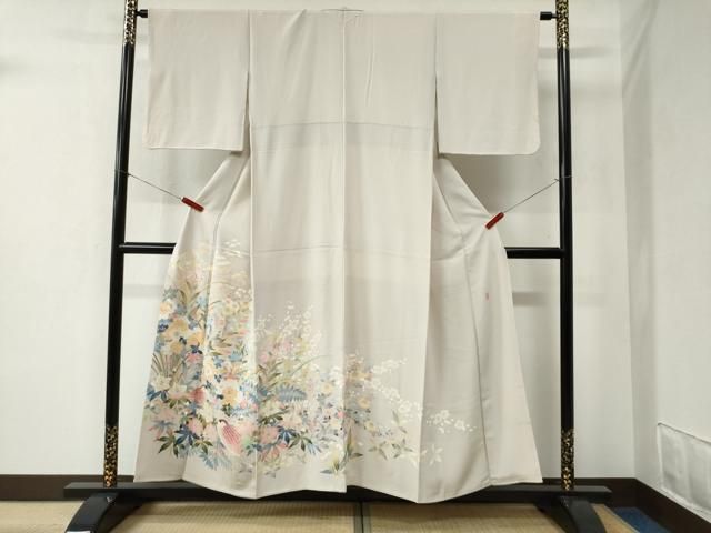 平和屋着物 豪華色留袖 友禅 作家物 鶉草花文 正絹 yc