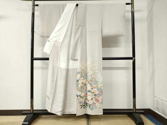 平和屋着物 豪華色留袖 友禅 作家物 鶉草花文 正絹 yc