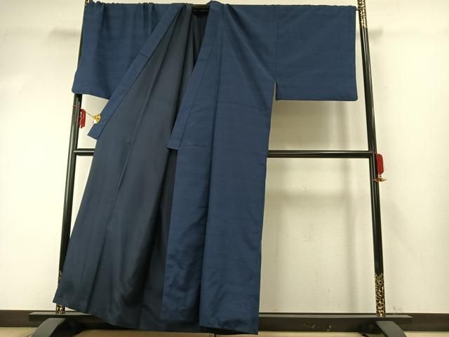 平和屋着物 男性 紬 アンサンブル 青藍色 キングサイズ 正絹 fy