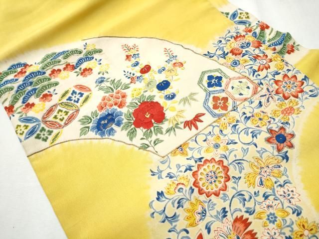 平和屋着物 アンティーク 大正ロマン 九寸名古屋帯 総刺繍 地紙更紗花文 金彩 正絹 hy