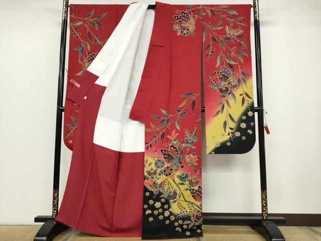 平和屋着物 豪華振袖 紅型 花蝶文 暈し染め そごう扱い 正絹 ut