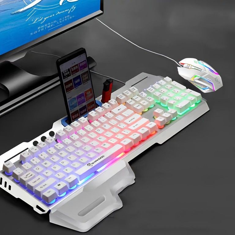 ホワイトメカニカルキーボードとゲーミングマウス有線 快適操作＆高耐久】ゲーミングキーボード マウスセット リストレスト付