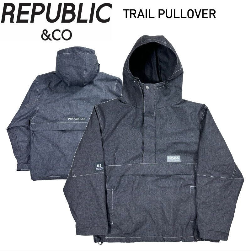 Mｻｲｽﾞ 25-26 REPUBLIC TRAIL PULLOVER JACKET BLACK DENIM リパブリック スノボウェア メンズ スノーボード トレイルプルオーバージャケット JKT 日本